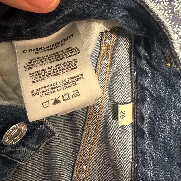 Citizens Of Humanity Blue Cora Crop Relaxed Distressed Hem Jeans Size 26 Women’s - Picture 14 of 14